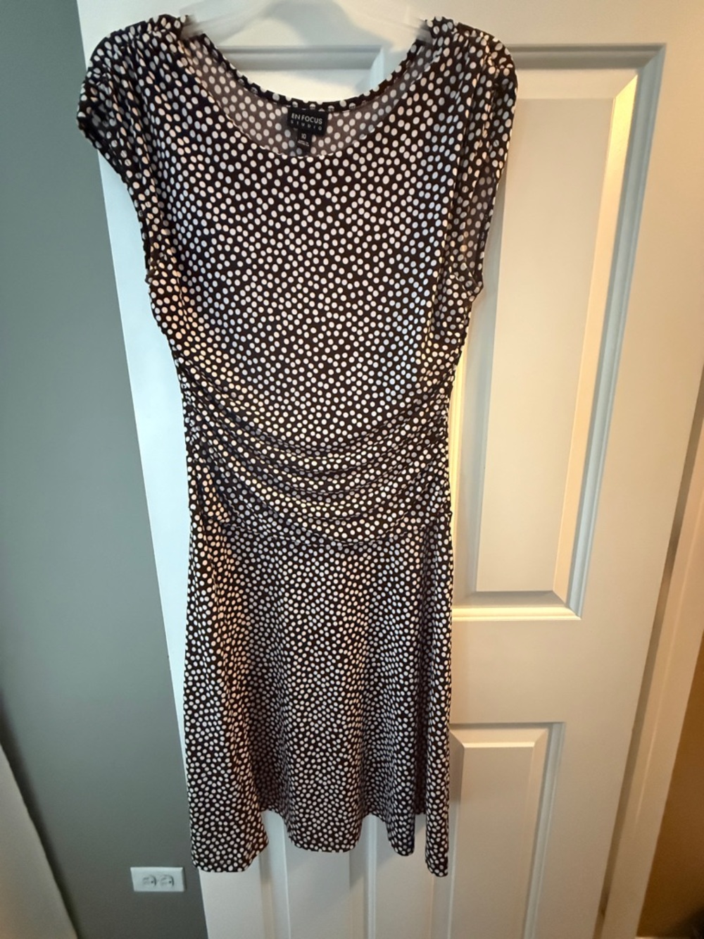 Enfocus Studio Brown Dress with White Polka Dots
